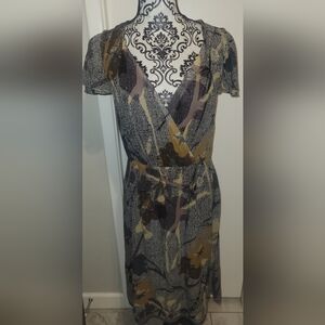 Maeve Anthropologie Bronwen Faux Wrap Dress No Belt 100% Silk Sz 6